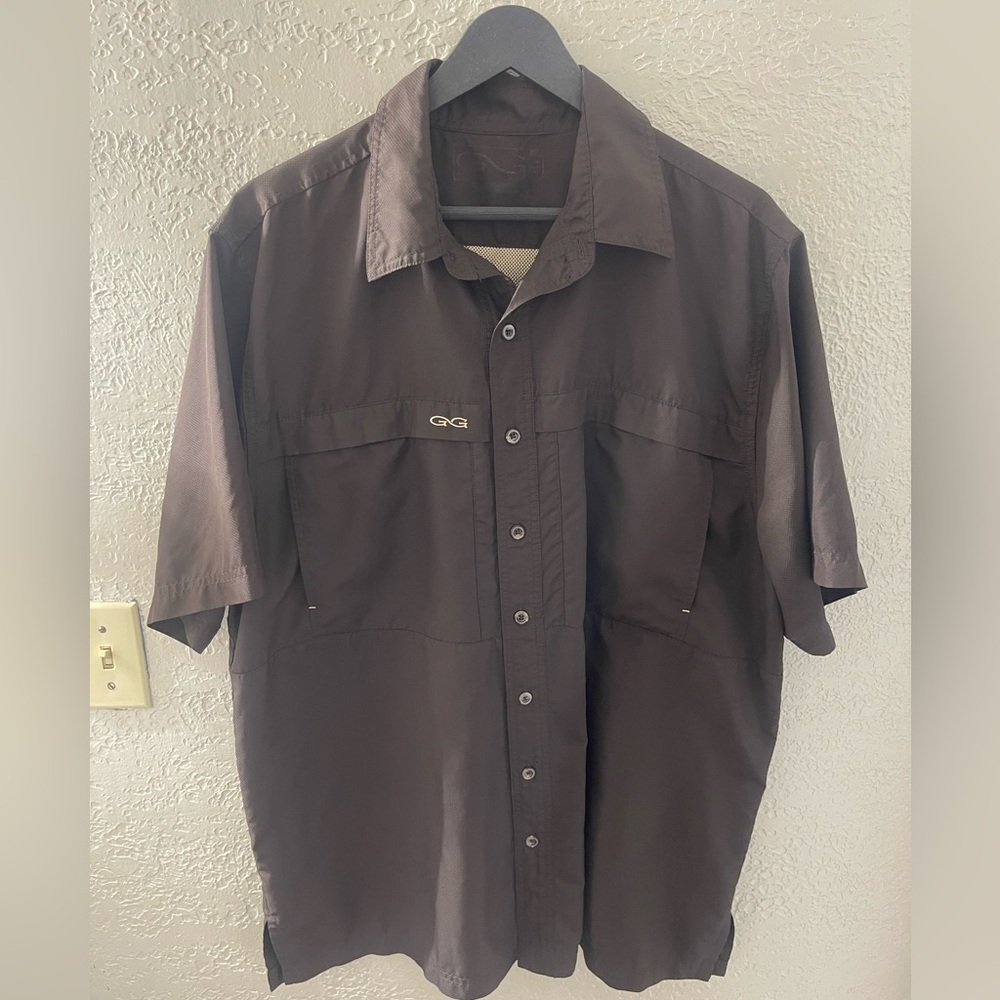 Gameguard‎ Men’s Gunmetal Microfiber Dark Brown Short Sleeve Fishing Shirt XXL